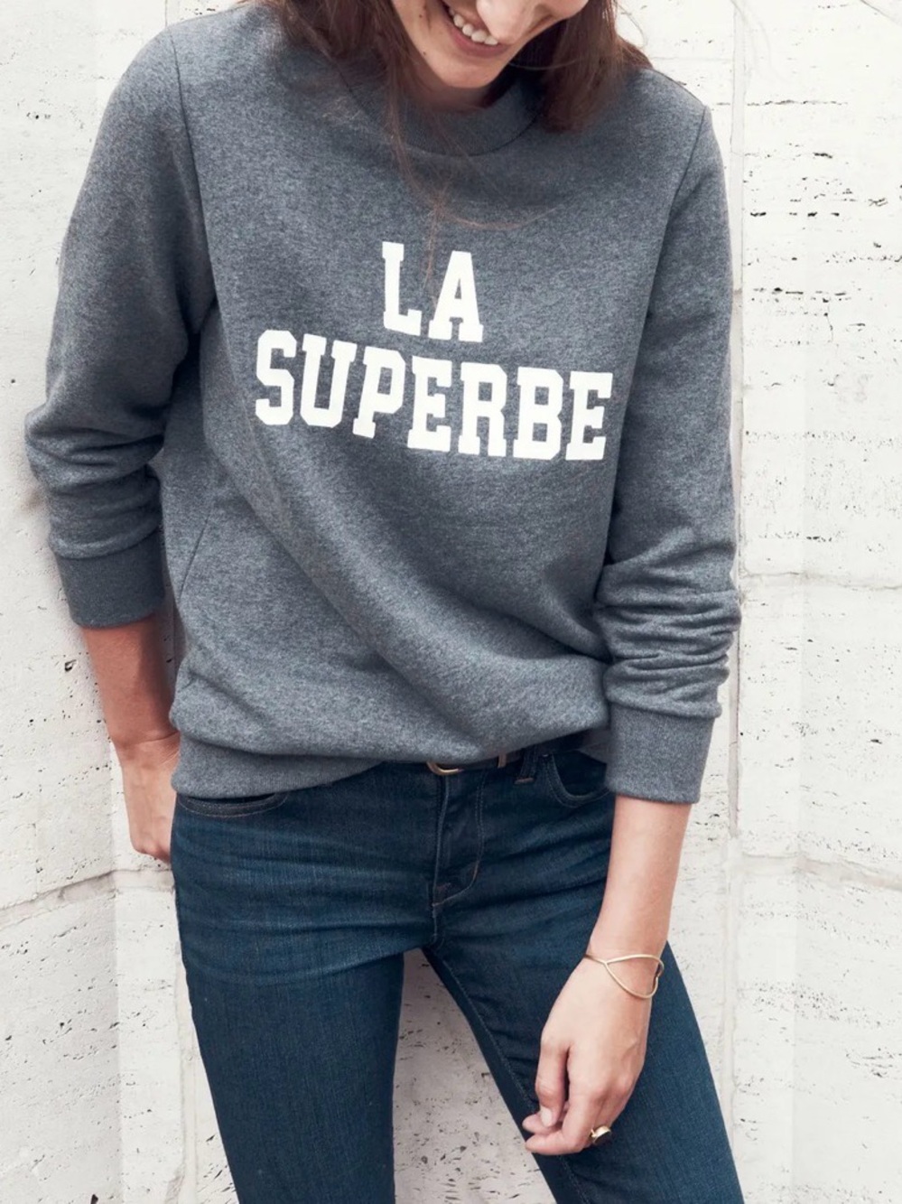 Madewell x Sézane Gray 'LA SUPERBE' Crewneck Sweatshirt Medium Like New
